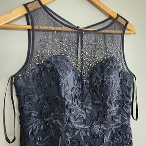 Stunning Navy Crystal Fitted Evening Dress